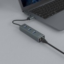 3-portowy hub USB-A z adapterem RJ-45 AK-58