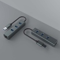 3-portowy hub USB-A z adapterem RJ-45 AK-58