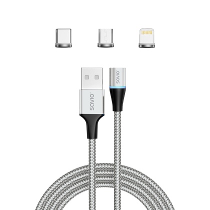 KABEL Magnetyczny USB 2m, srebrny CL-156