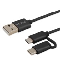 Kabel 2w1 USB - micro USB/typ C 1m CL-128