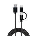 Kabel 2w1 USB - micro USB/typ C 1m CL-128