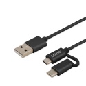 Kabel 2w1 USB - micro USB/typ C 1m CL-128