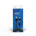 Kabel 2w1 USB - micro USB/typ C 1m CL-128
