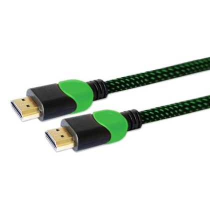 Kabel HDMI GCL-03 v2.0 gaming Xbox 1,8m, zielony oplot, złote końcówki