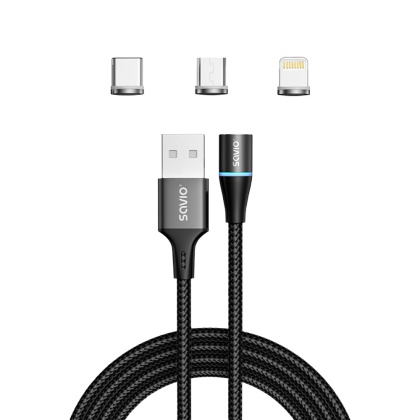 Kabel Magnetyczny USB 1m, czarny CL-152