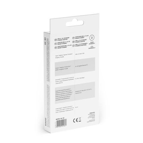 Adapter USB-A – RJ-45 Gigabit Ethernet, AK-83 Adapter USB-A – RJ-45 Gigabit Ethernet, AK-83
