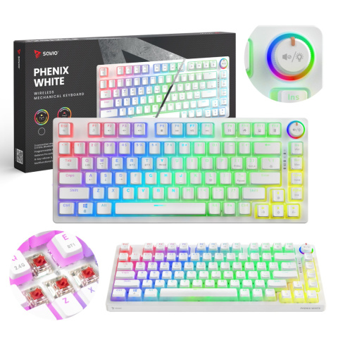 Bezprzewodowa klawiatura mechaniczna Phenix White RED PUDDING Bezprzewodowa klawiatura mechaniczna Phenix White RED PUDDING