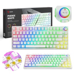 Bezprzewodowa klawiatura mechaniczna Phenix White YELLOW PUDDING