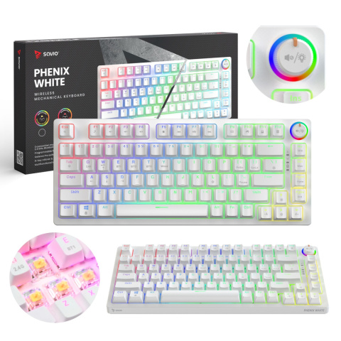 Bezprzewodowa klawiatura mechaniczna Phenix White YELLOW