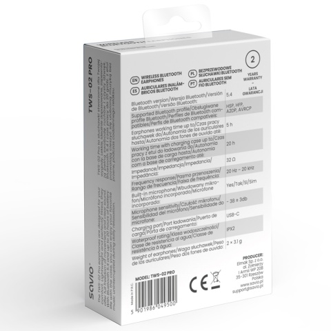 Bezprzewodowe słuchawki Bluetooth TWS-02 PRO Bezprzewodowe słuchawki Bluetooth TWS-02 PRO