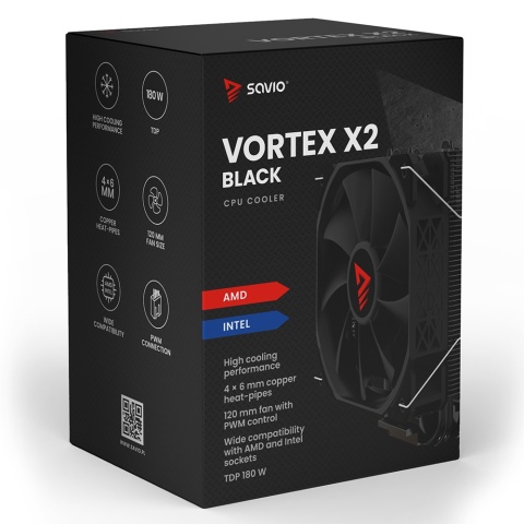 Chłodzenie CPU VORTEX X2 BLACK Chłodzenie CPU VORTEX X2 BLACK