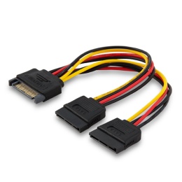 Kabel zasilający SATA 15 pin (M) - 2x SATA 15 pin (F) AK-17