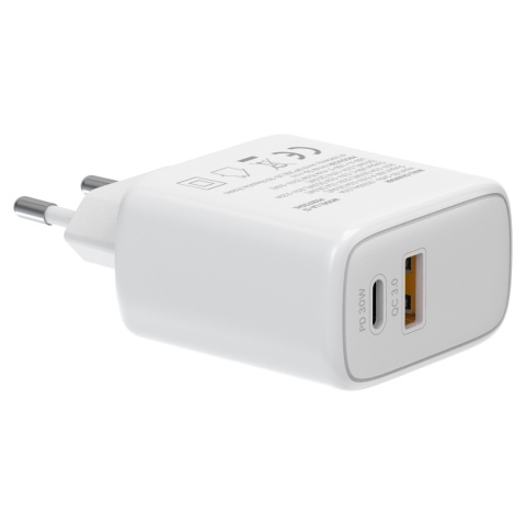 Ładowarka sieciowa SAVIO LA-13 20W + Kabel, Quick Charge, Power Delivery 3.0, Biała