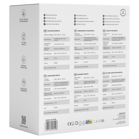 Termowentylator SAVIO AD-02/W 2000 W biały