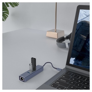 3-portowy hub USB-C z adapterem RJ-45 AK-57