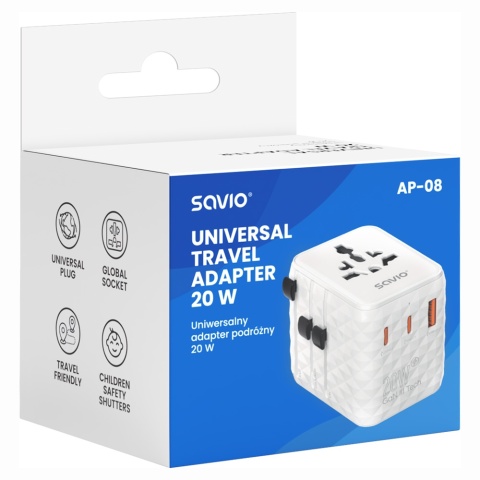 Uniwersalny adapter podróżny 20 W, AP-08