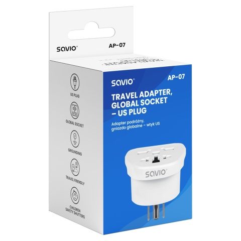 Adapter podróżny AP-07 gniazdo globalne – wtyk US