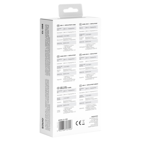 Kabel USB-C – DisplayPort CL-208 8K 60Hz (DSC), 2m