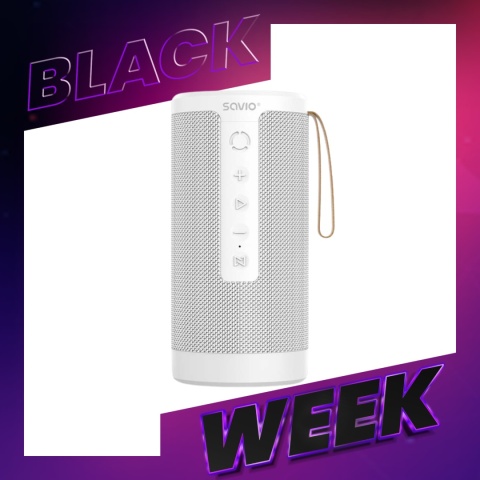 Głośnik Bluetooth STEREO BS-032 2x5W biały, AUX, SD, TWS