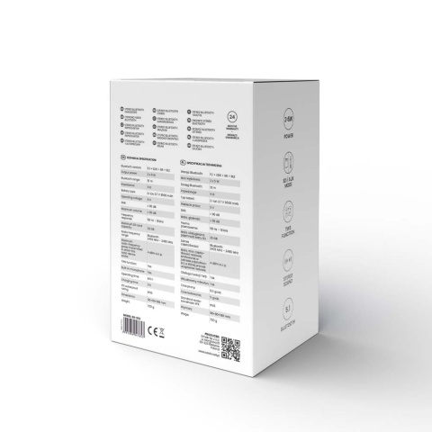 Głośnik Bluetooth STEREO BS-032 2x5W biały, AUX, SD, TWS