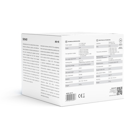 SAVIO AD-01 Wentylator biurkowy USB