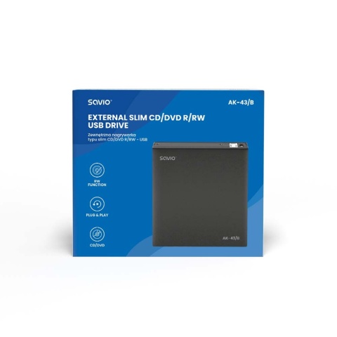 Zewnętrzna nagrywarka typu slim CD/DVD R/RW-USB AK-43/B