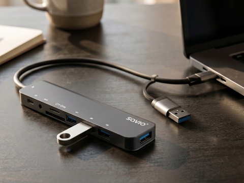 HUB USB 8w1 z wejściem AUX AK-90