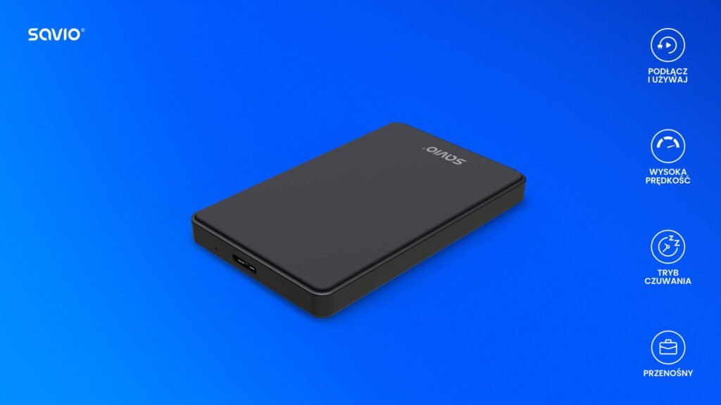 Savio-AK-65-2-obudowa-na-dysk-zewnetrzny-hdd-ssd-2,5-na-niebieskim-tle-ikonki