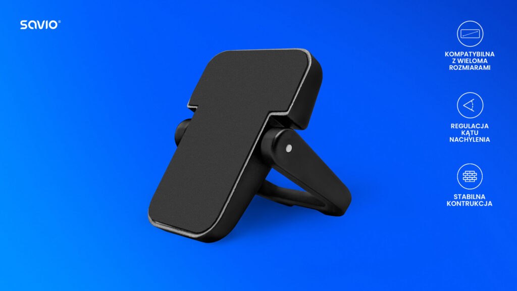 Stopki pod laptopa czarne PB-04 na niebieskim tle